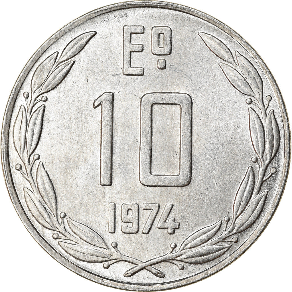 Coin, Chile, 10 Escudos, 1974, AU(55-58), Aluminum, KM:200