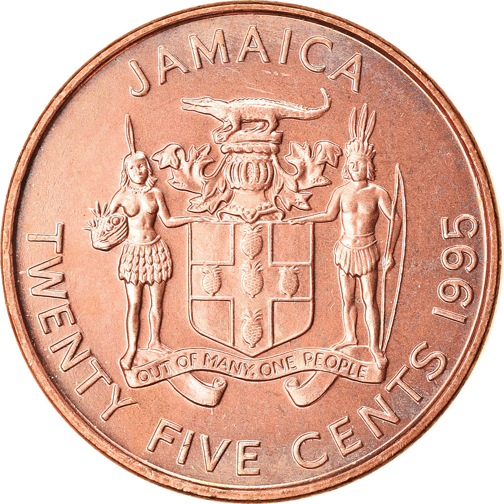 Coin, Jamaica, Elizabeth II, 25 Cents, 1995, British Royal Mint, AU(55-58)