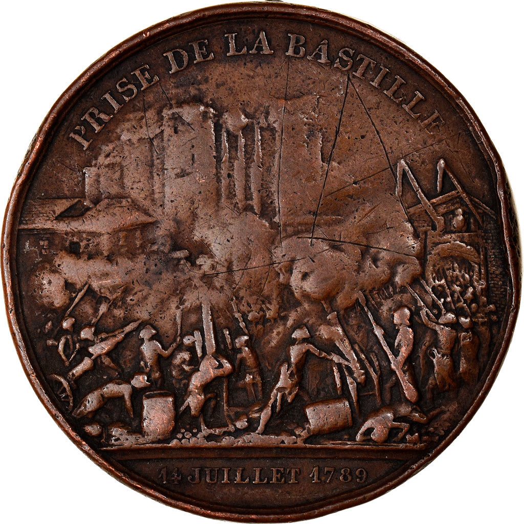 France, Medal, Prise de la Bastille , Donjon de Vincennes, History, 1844, Rogat