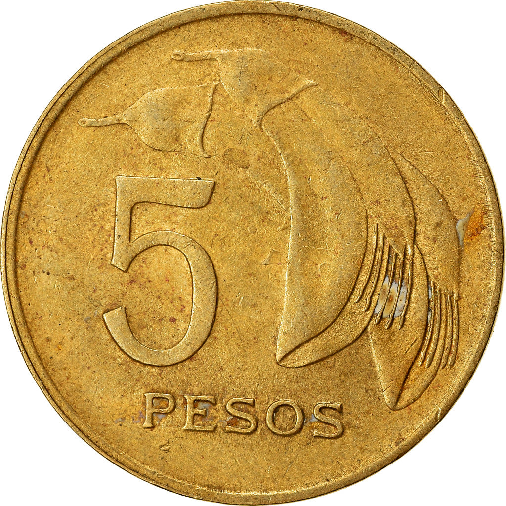 Moneta, Uruguay, 5 Pesos, 1968, Santiago, BB, Nichel-ottone, KM:50