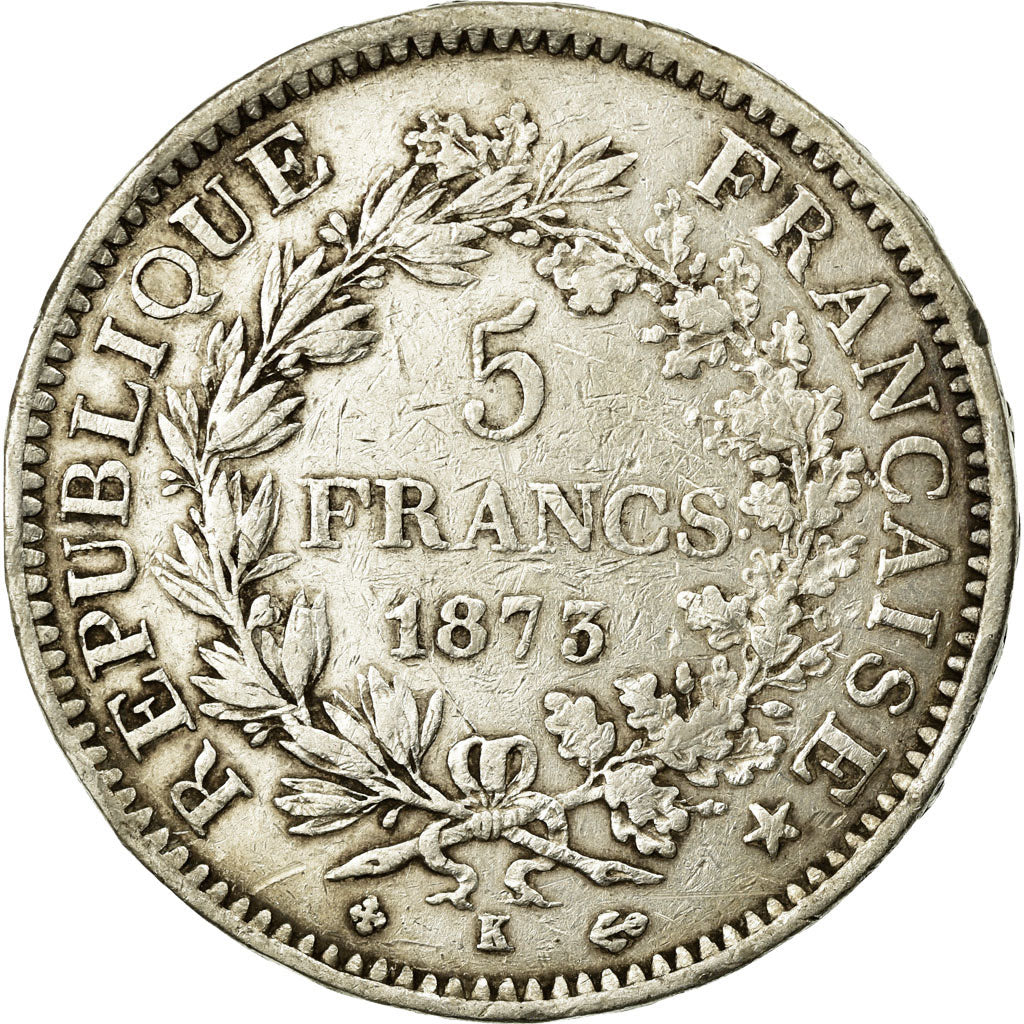 Monnaie, France, Hercule, 5 Francs, 1873, Bordeaux, TTB, Argent, KM:820.2