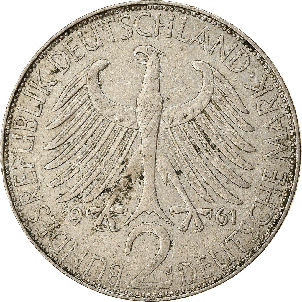 Coin, GERMANY - FEDERAL REPUBLIC, 2 Mark, 1961, Hambourg, EF(40-45)
