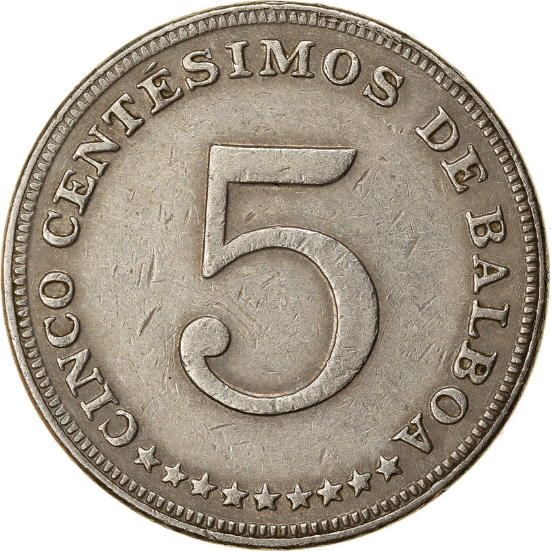 Moneda Panamá 5 Centesimos 1975 MBC Cobre - níquel KM:23.2