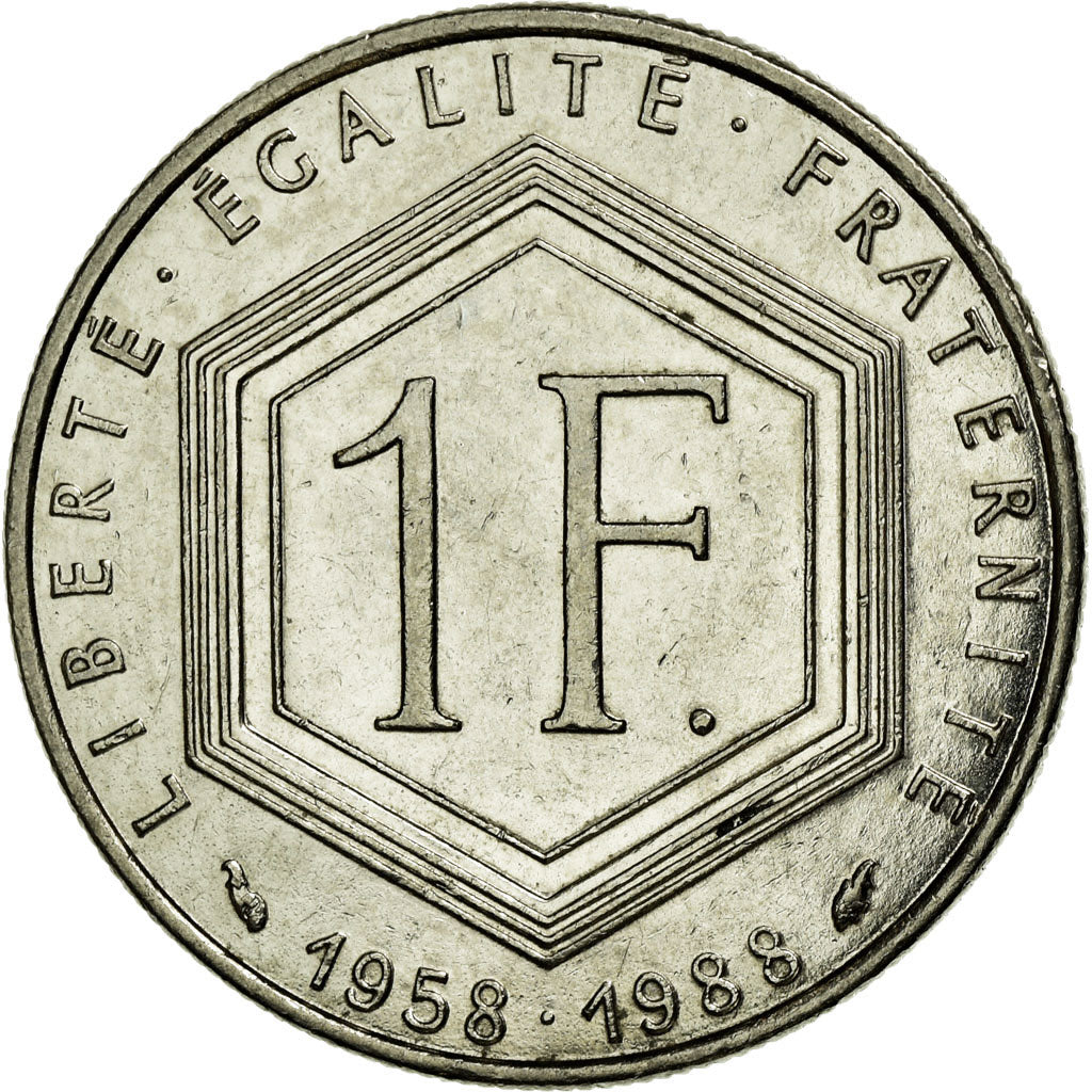 Munten, Frankrijk, Charles de Gaulle, Franc, 1988, ZF+, Nickel, KM:963