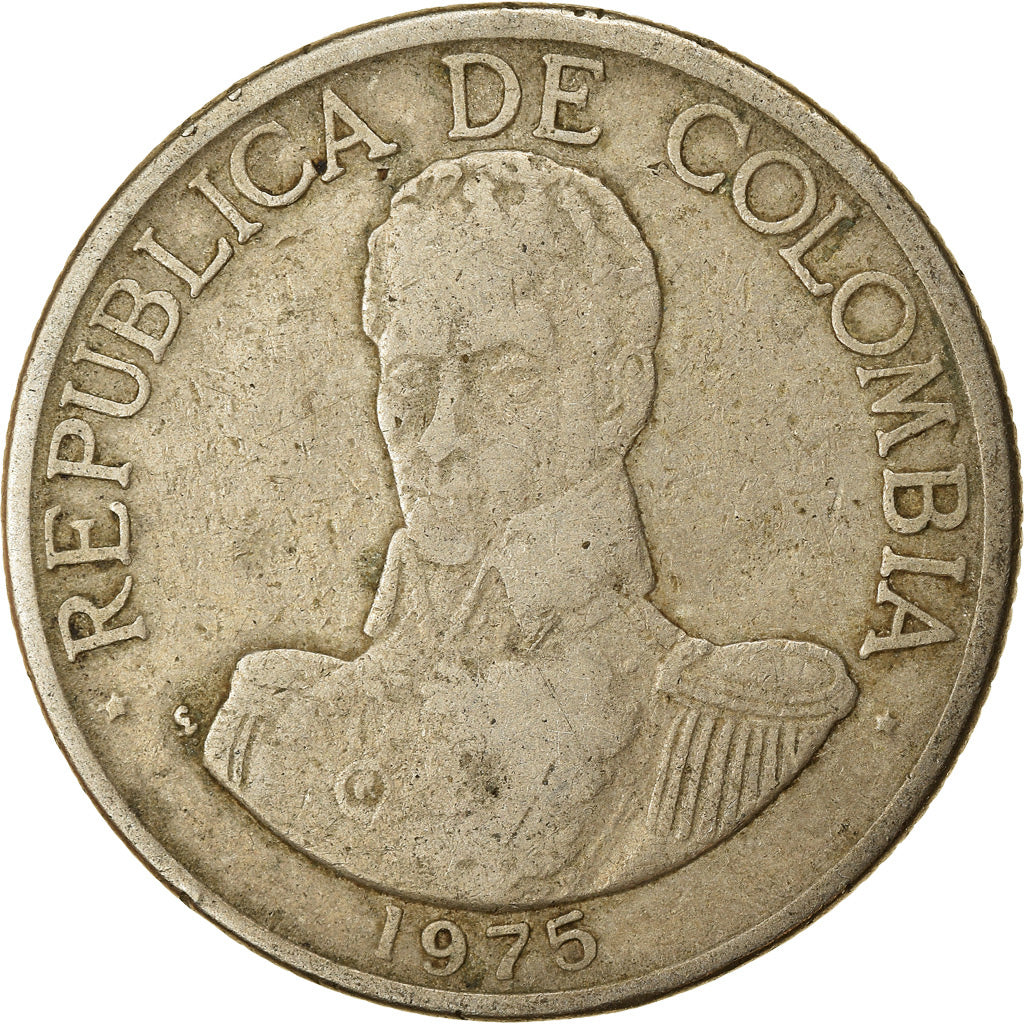Moneta, Colombia, Peso, 1975, MB, Rame-nichel, KM:258.1