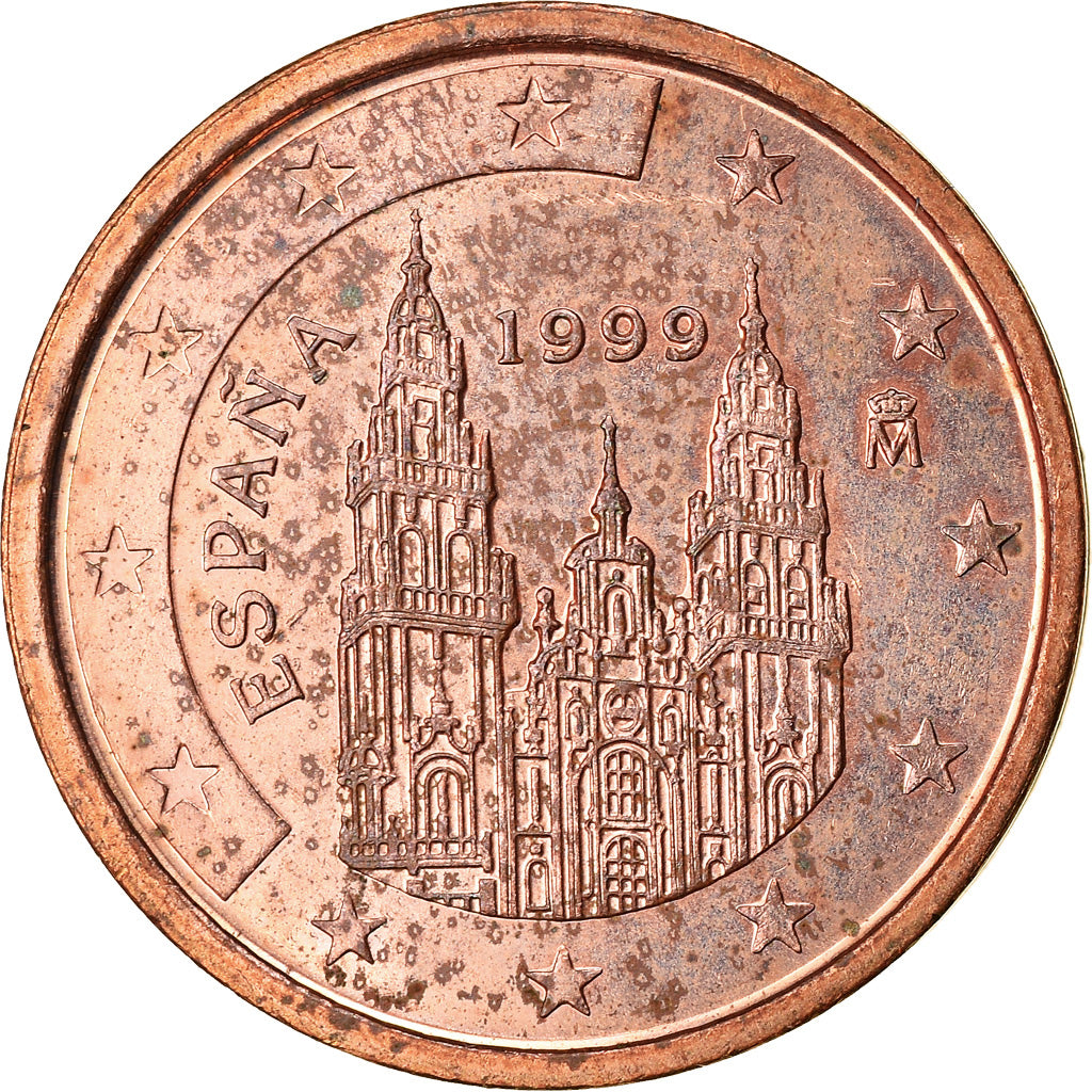 Espanha, 2 Euro Cent, 1999, EF(40-45), Aço Cromado a Cobre, KM:1041
