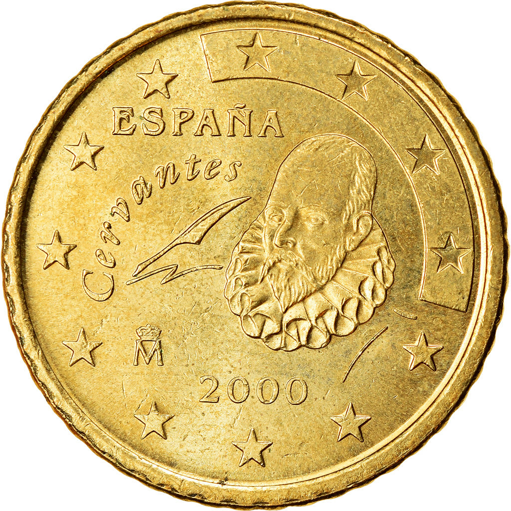 Spain, 50 Euro Cent, 2000, AU(55-58), Brass, KM:1045
