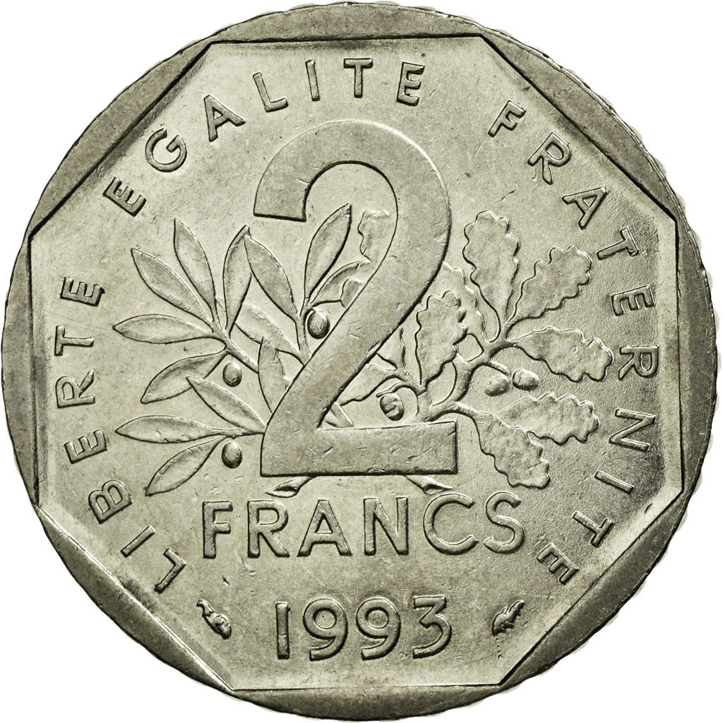 Coin, France, Jean Moulin, 2 Francs, 1993, MS(60-62), Nickel, KM:1062