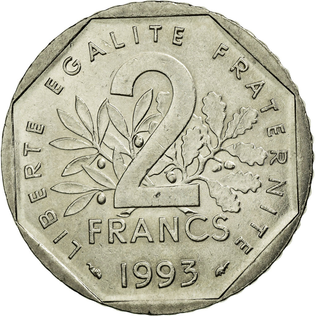 Coin, France, Jean Moulin, 2 Francs, 1993, MS(60-62), Nickel, KM:1062
