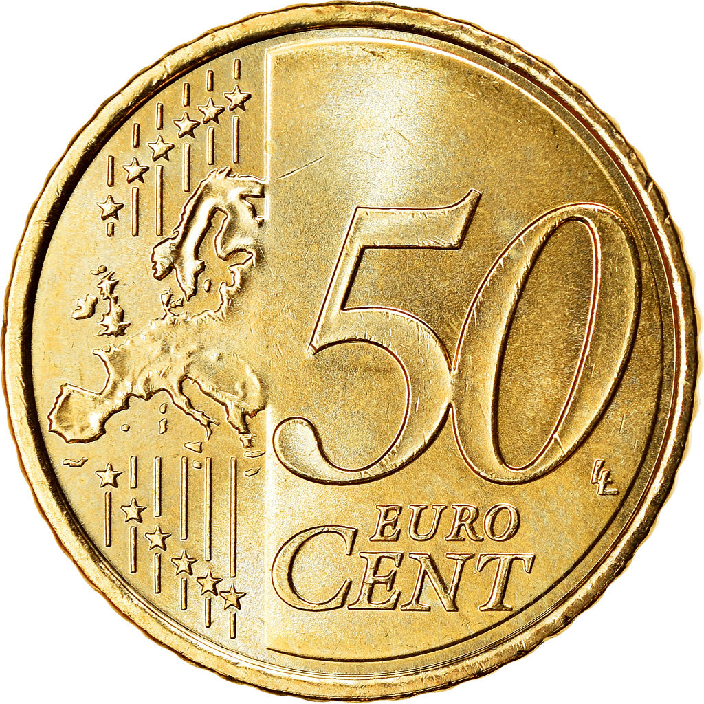 Espanha, 50 Euro Cent, 2010, MS(63), Latão, KM:1149