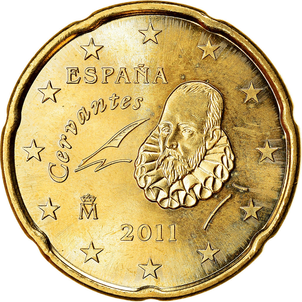 Spain, 20 Euro Cent, 2011, MS(63), Brass, KM:1148