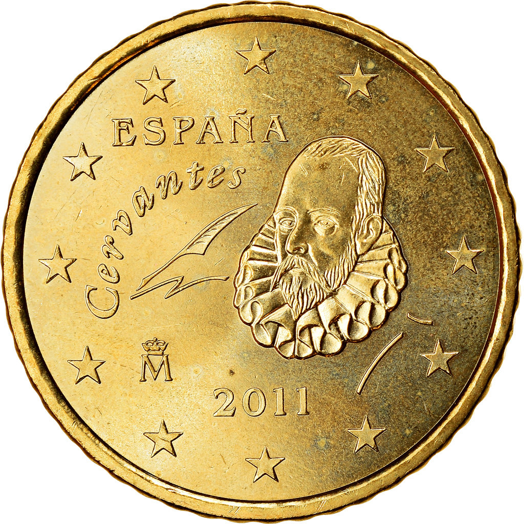 Espanha, 50 Euro Cent, 2011, MS(63), Latão, KM:1149