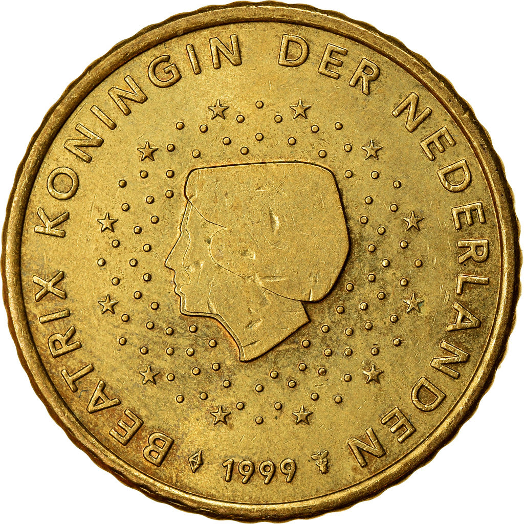 Países Baixos, 50 Euro Cent, 1999, EF(40-45), Latão, KM:239