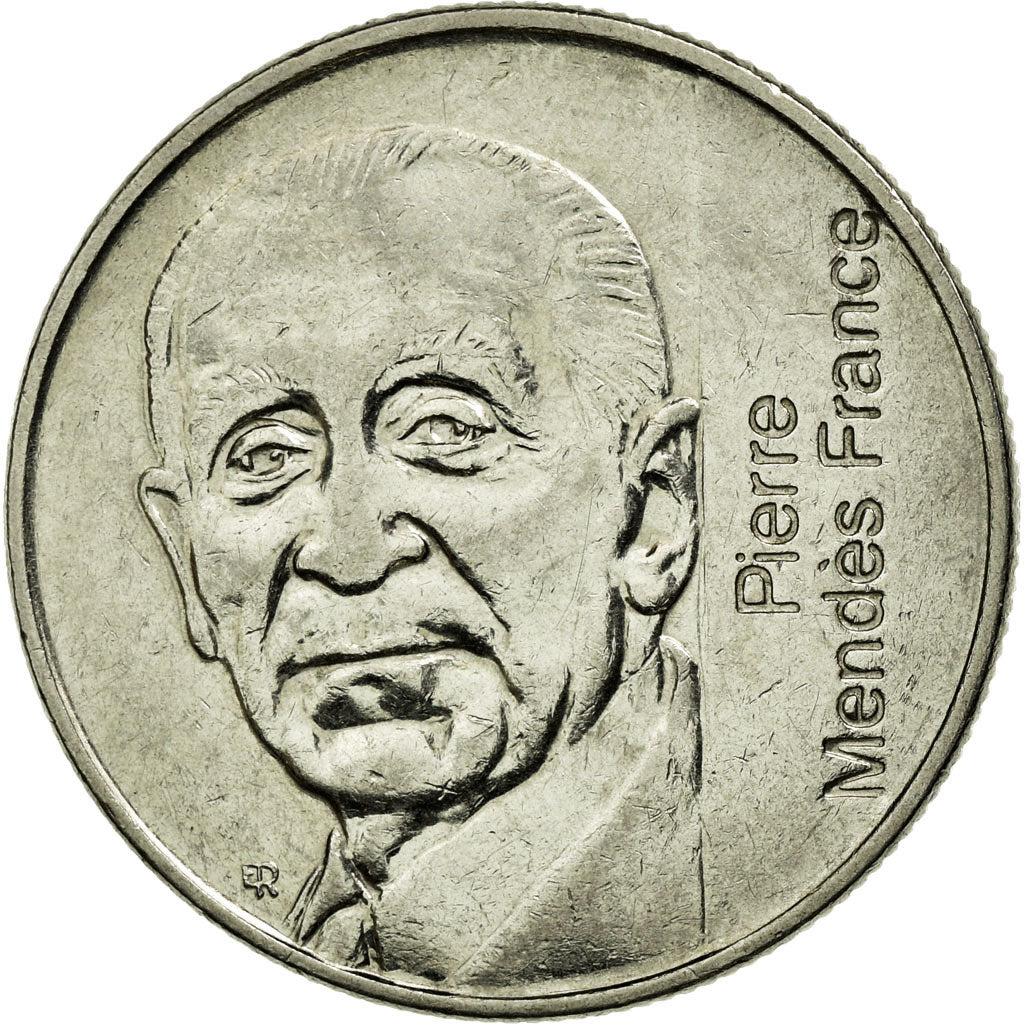Moneta, Francja, Mendès France, 5 Francs, 1992, AU(55-58), Nikiel, KM:1006