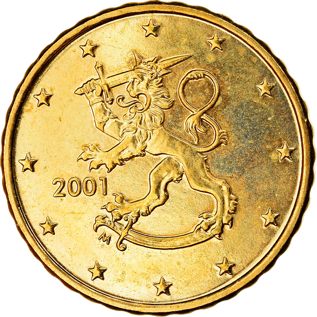 Finland, 10 Euro Cent, 2001, AU(55-58), Brass, KM:101