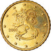 Finland, 10 Euro Cent, 2001, AU(55-58), Brass, KM:101