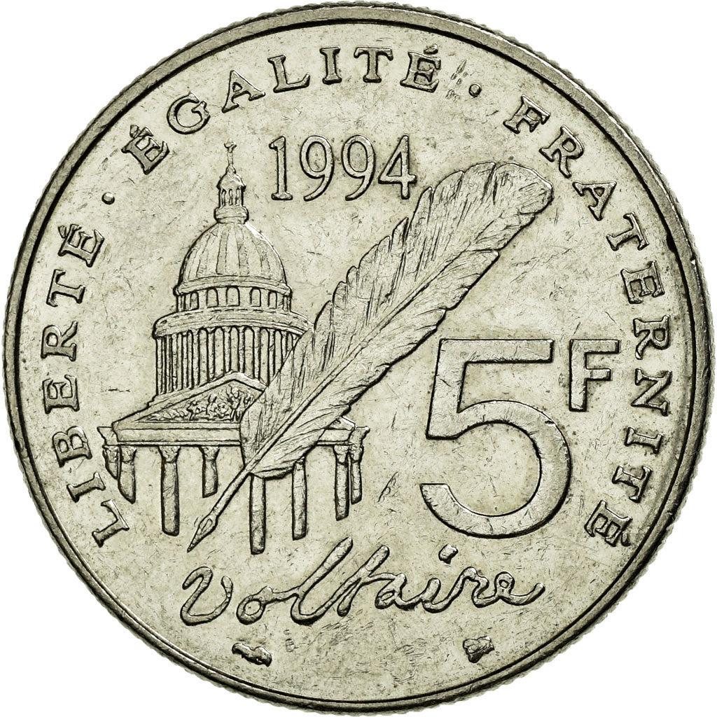 Monnaie, France, Voltaire, 5 Francs, 1994, SUP, Nickel, KM:1063, Gadoury:775