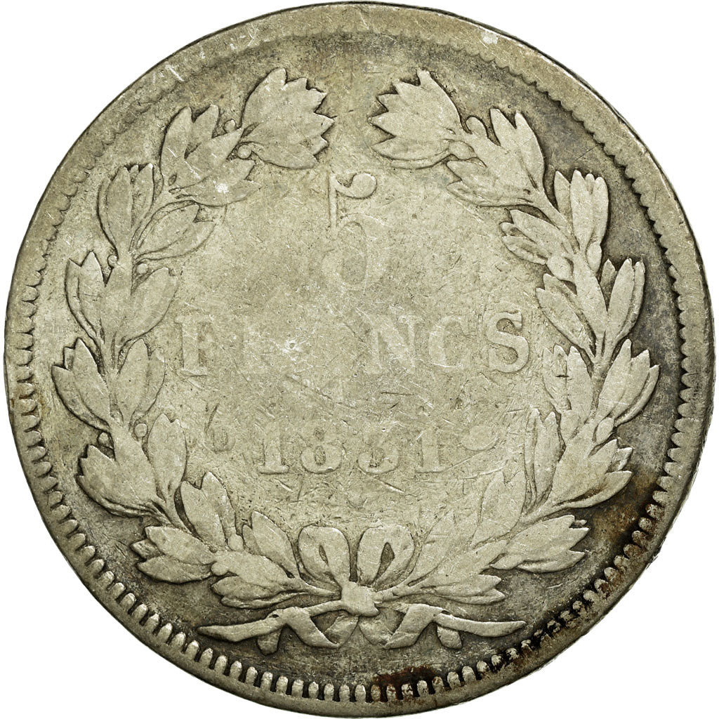 Munten, Frankrijk, Louis-Philippe, 5 Francs, 1831, Lyon, ZG+, Zilver, KM:745.4