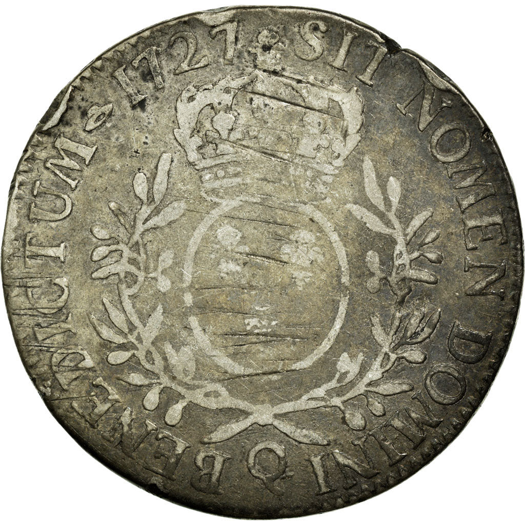 Moneda, Francia, Louis XV, Écu aux branches d'olivier, Ecu, 1727, Perpignan