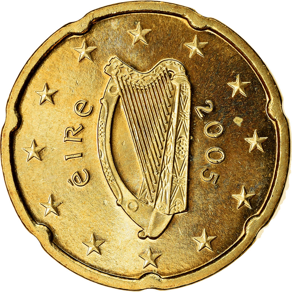 REPÚBLICA DA IRLANDA, 20 Euro Cent, 2005, MS(63), Latão, KM:36