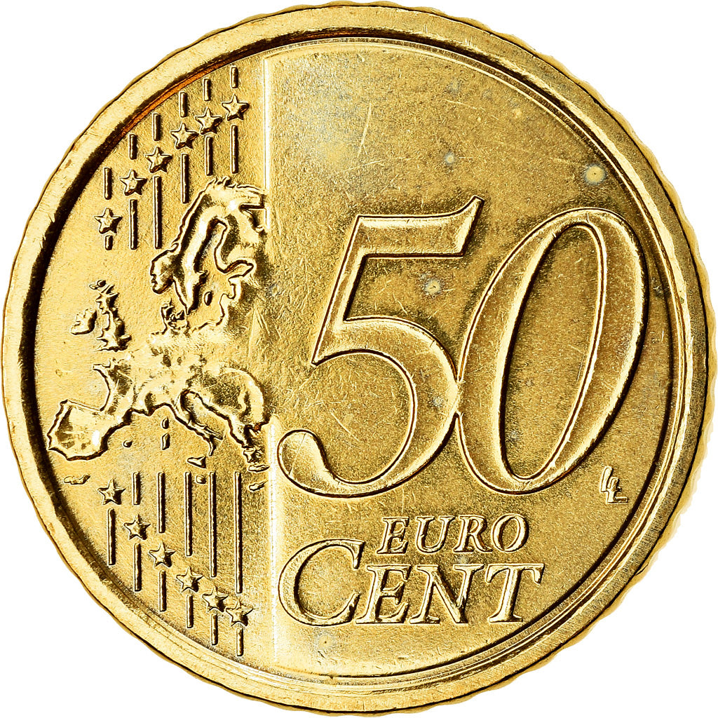 Itália, 50 Euro Cent, 2008, MS(63), Latão, KM:249