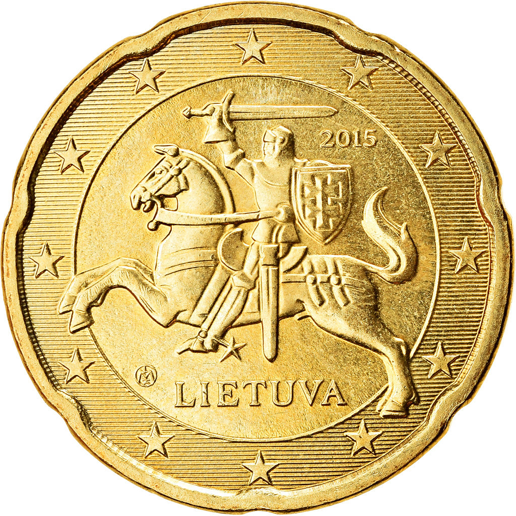 Lithuania, 20 Euro Cent, 2015, UNZ, Messing