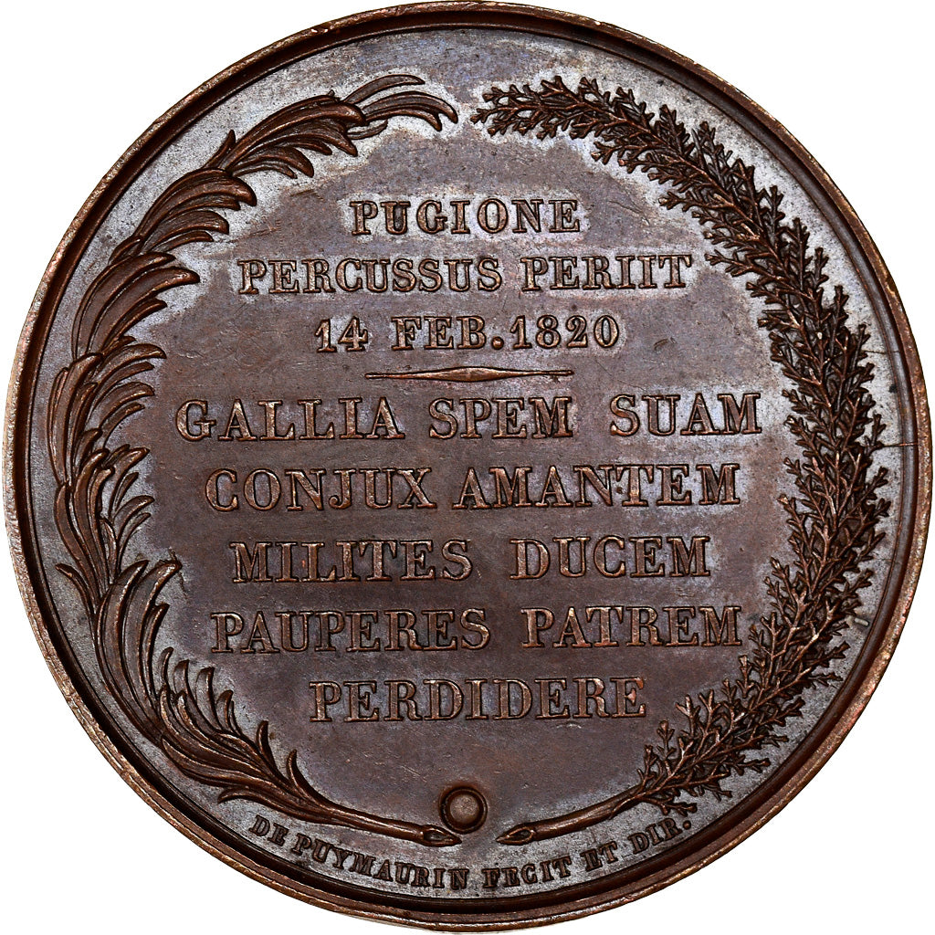 France, Medal, Charles Ferdinand Duc de Berry, History, 1820, Gayrard