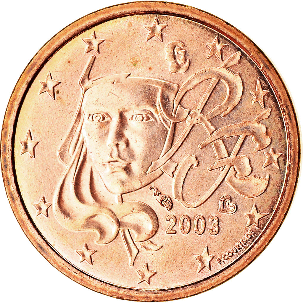 França, Euro Cent, 2003, AU(55-58), Aço Cromado a Cobre, KM:1282