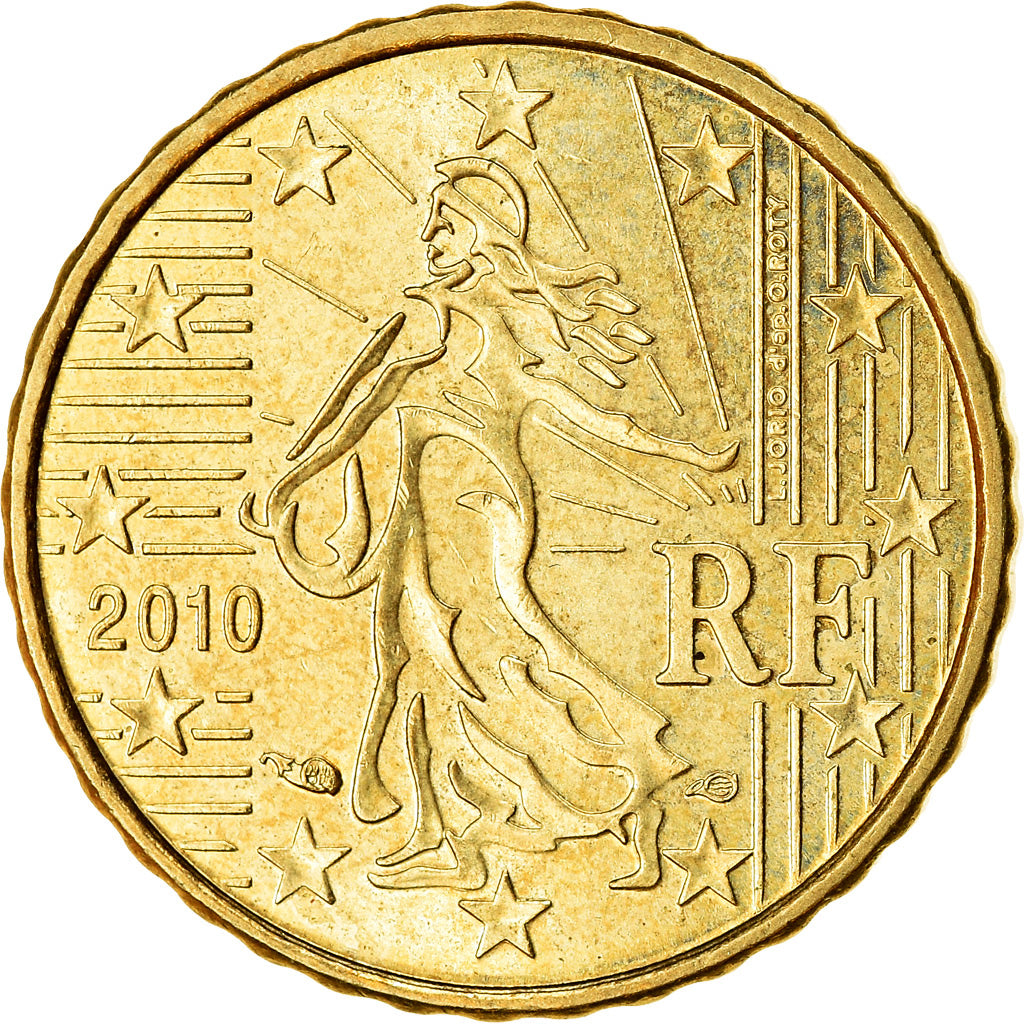 Francja, 10 Euro Cent, 2010, Paris, EF(40-45), Mosiądz, KM:1410