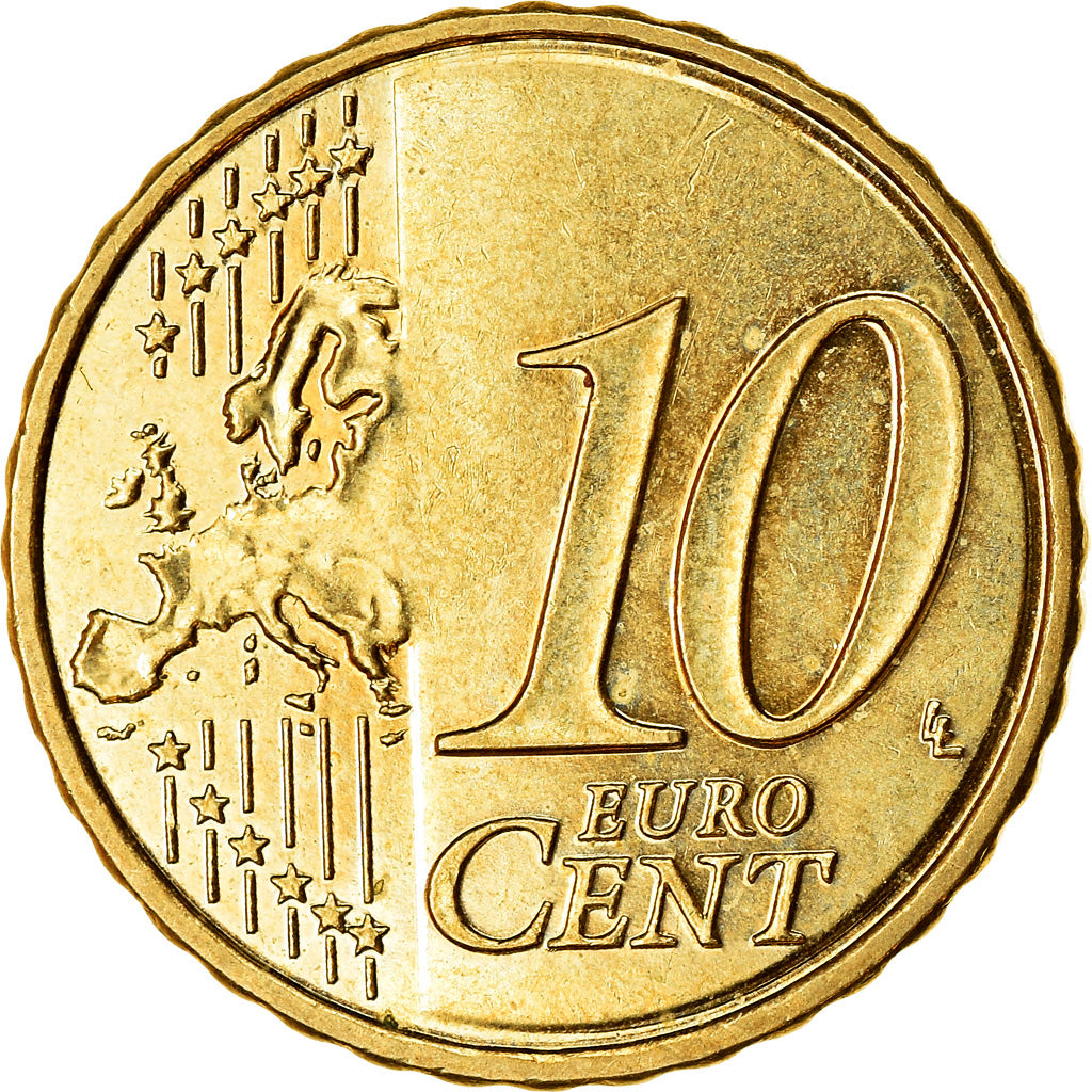 Francja, 10 Euro Cent, 2010, Paris, EF(40-45), Mosiądz, KM:1410