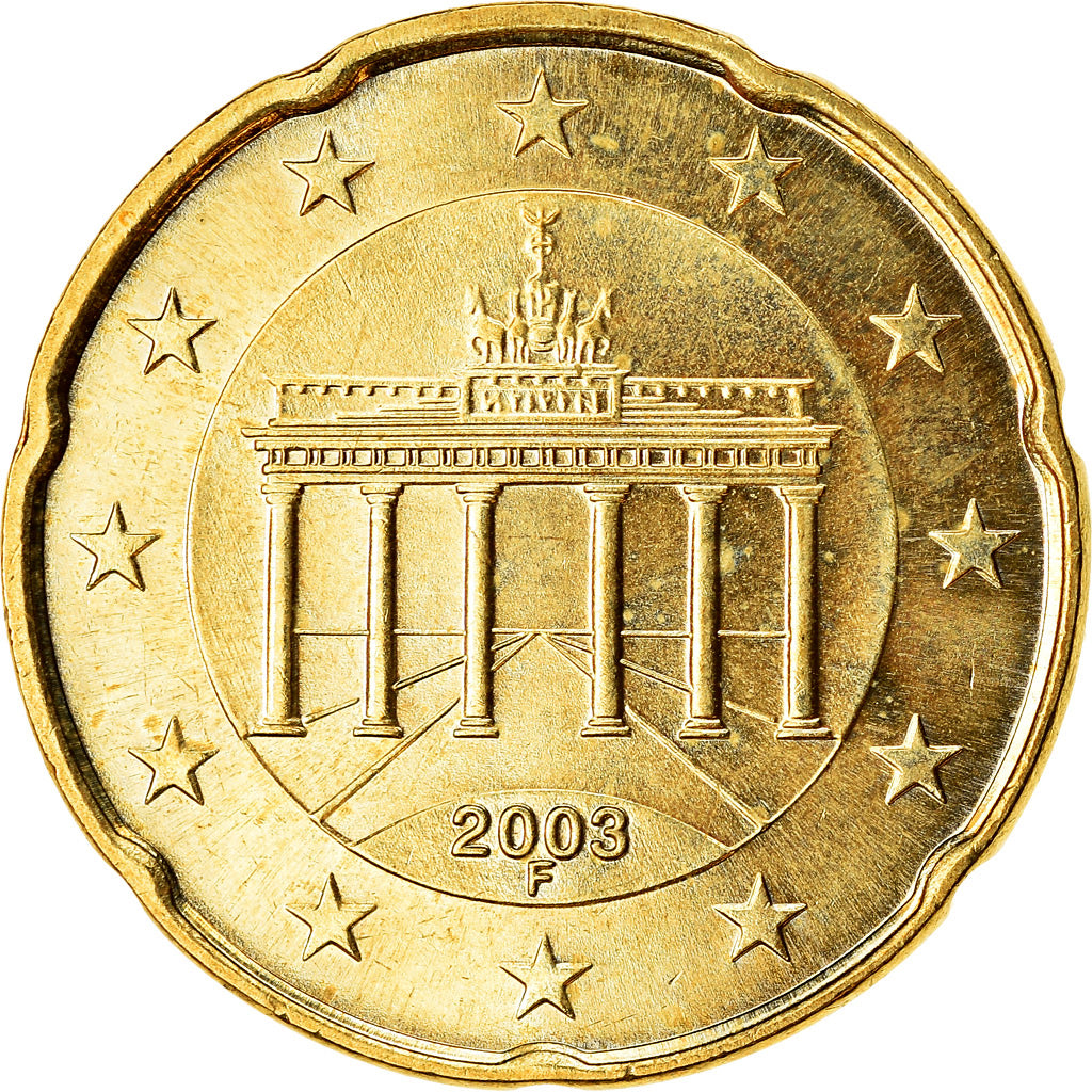Niemcy - RFN, 20 Euro Cent, 2003, Stuttgart, MS(63), Mosiądz, KM:211