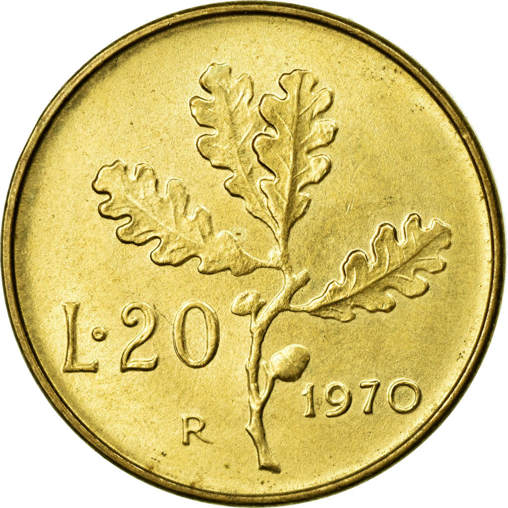 Moneta, Italia, 20 Lire, 1970, Rome, SPL-, Alluminio-bronzo, KM:97.2