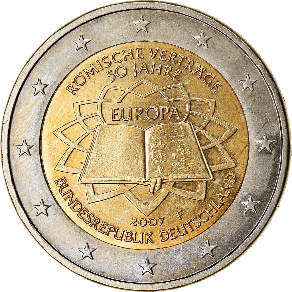 ALEMANHA - REPÚBLICA FEDERAL, 2 Euro, 2007, MS(63), Bimetálico, KM:259