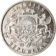 Moeda, Letónia, Lats, 1992, MS(63), Cobre-níquel, KM:12