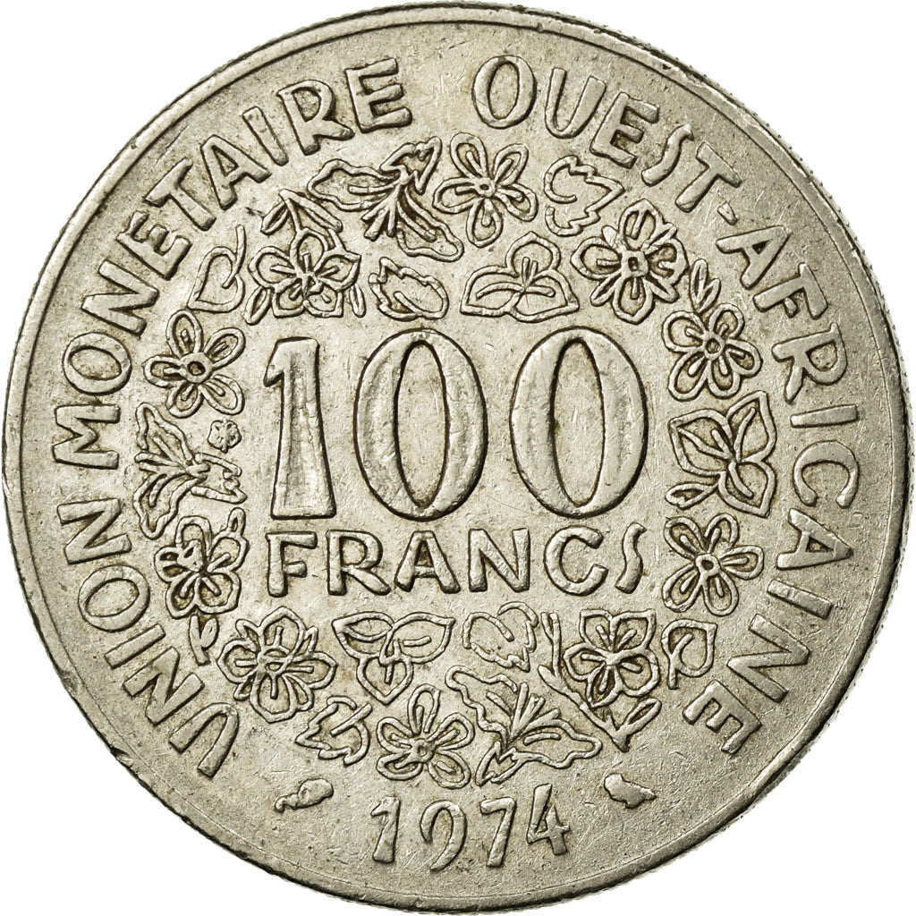 Coin, West African States, 100 Francs, 1974, AU(50-53), Nickel, KM:4