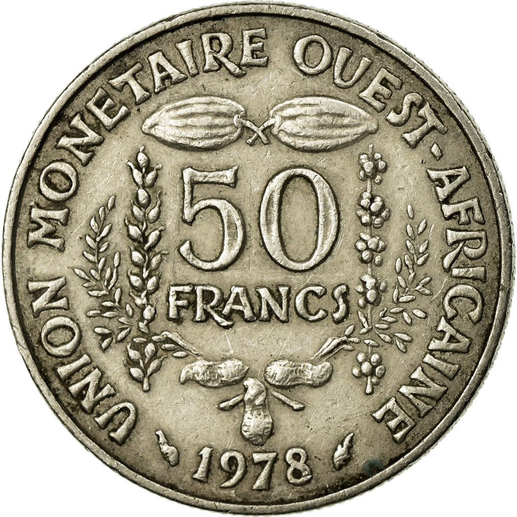 Moneta, Stati dell'Africa occidentale, 50 Francs, 1978, BB+, Rame-nichel, KM:6