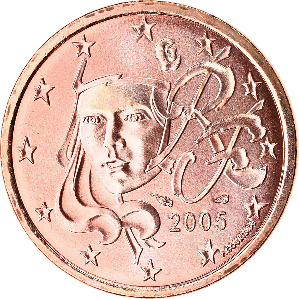 França, 5 Euro Cent, 2005, MS(65-70), Aço Cromado a Cobre, KM:1284