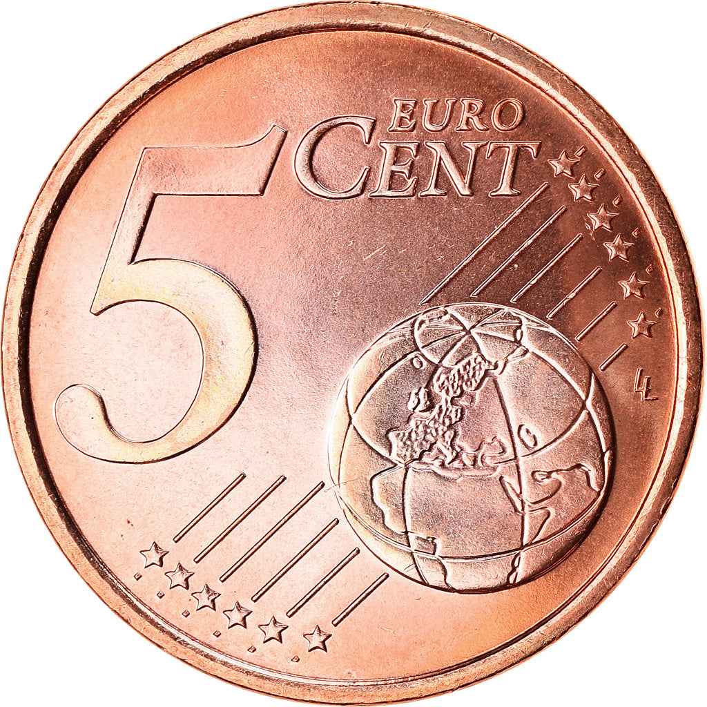 França, 5 Euro Cent, 2005, MS(65-70), Aço Cromado a Cobre, KM:1284
