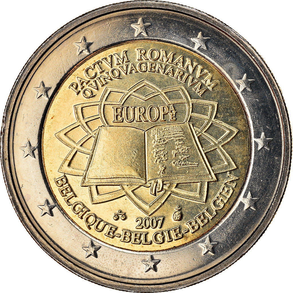 Belgien, 2 Euro, Traité de Rome 50 ans, 2007, UNZ+, Bi-Metallic, KM:247