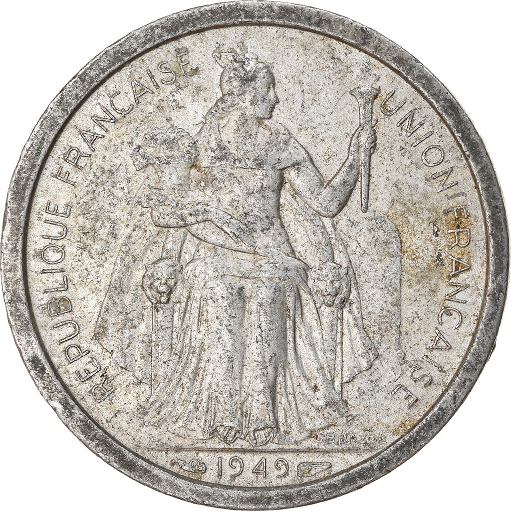Moneta, Nuova Caledonia, Franc, 1949, Paris, MB+, Alluminio, KM:2