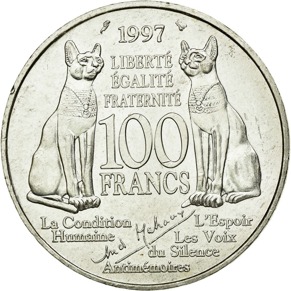 Coin, France, André Malraux, 100 Francs, 1997, MS(60-62), Silver, KM:1188