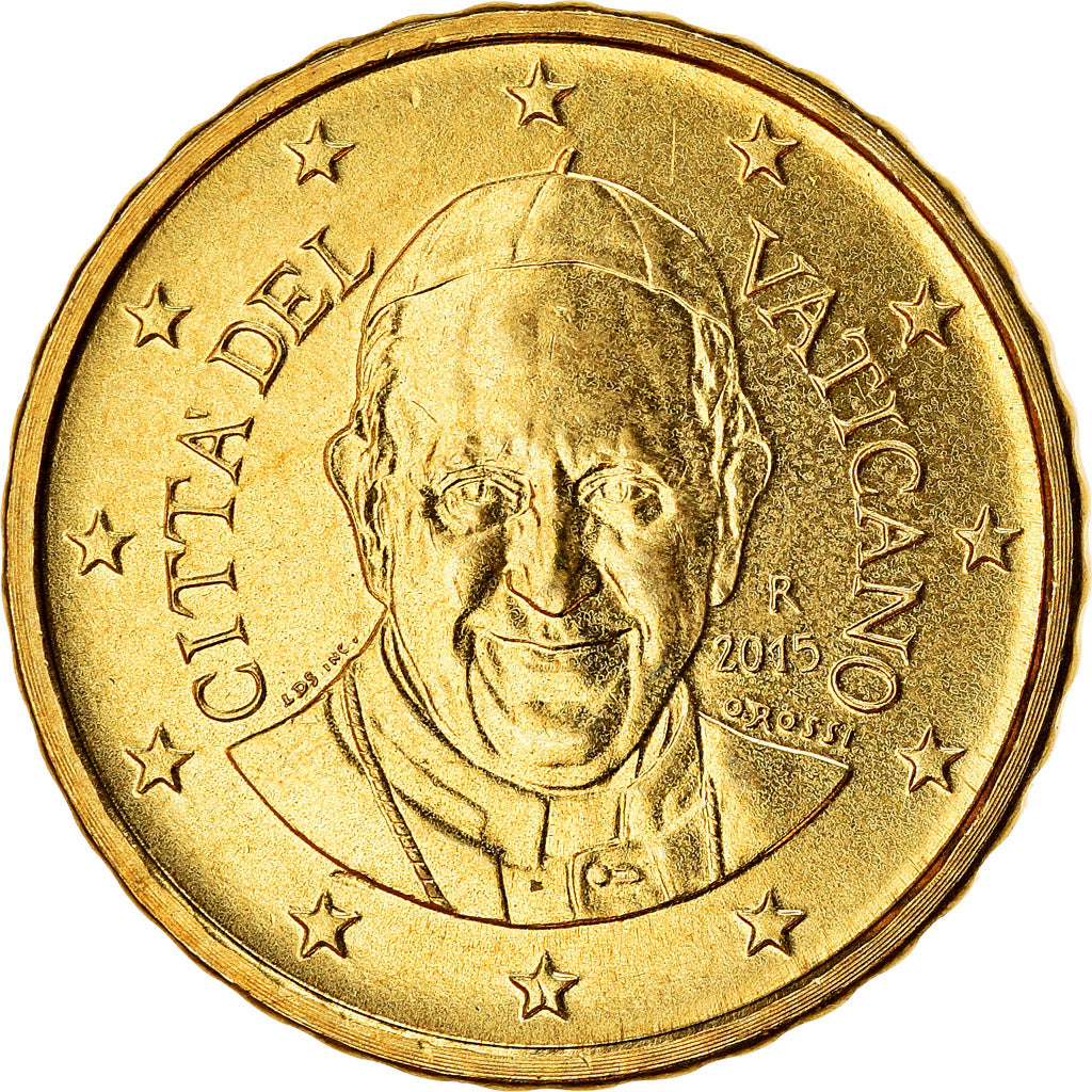VATICAN CITY, 10 Euro Cent, 2015, MS(65-70), Brass