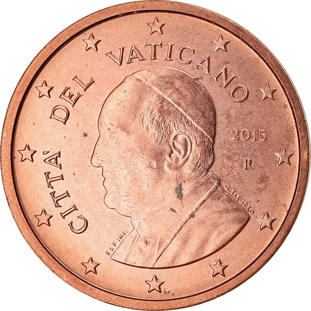 CITTÀ DEL VATICANO, 2 Euro Cent, 2015, FDC, Acciaio placcato rame