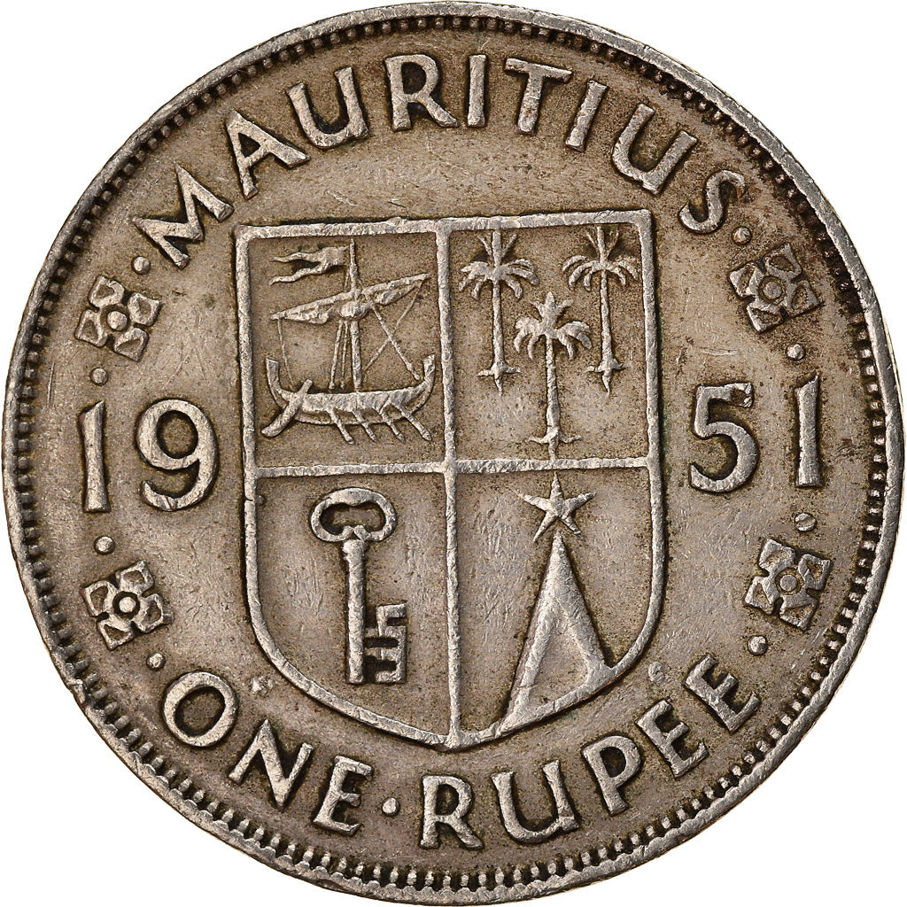 Munten, Mauritius, George VI, Rupee, 1951, ZF, Copper-nickel, KM:29.1