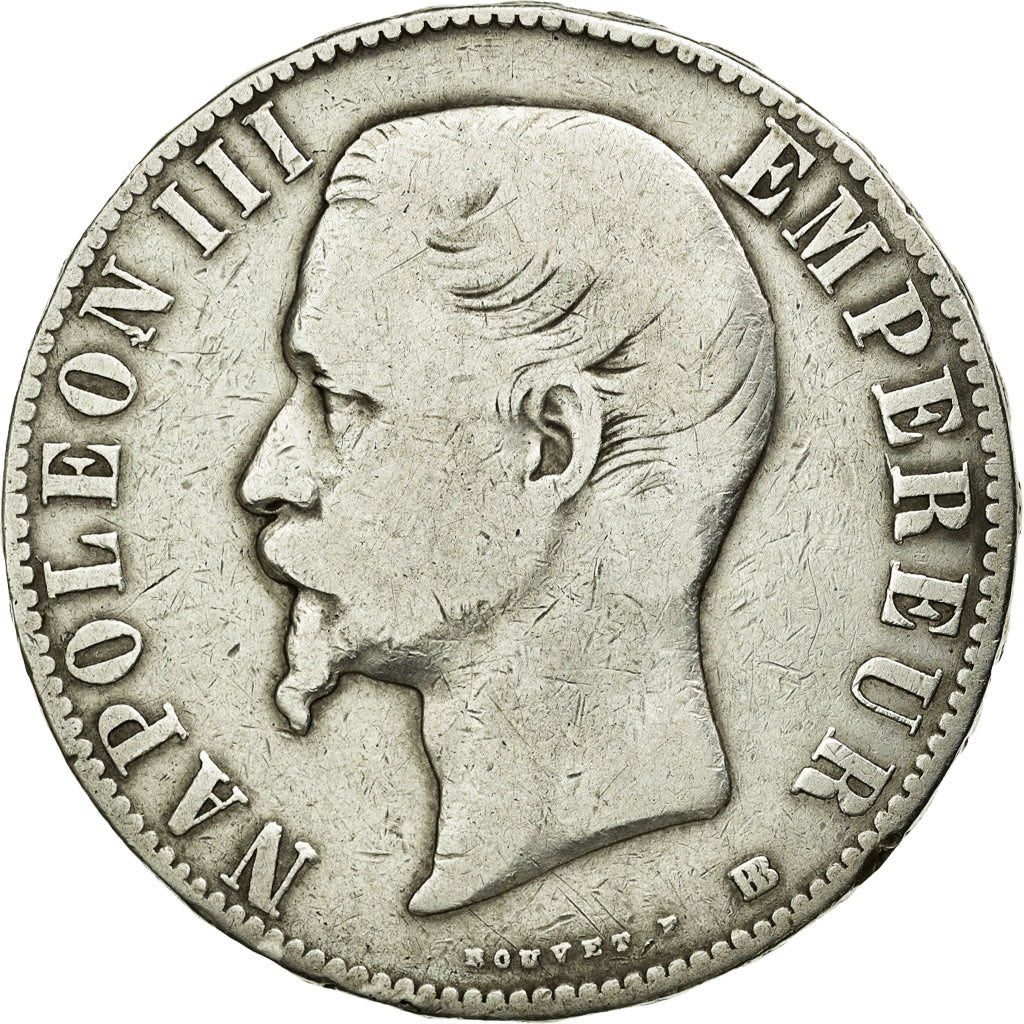 Moneta, Francia, Napoleon III, Napoléon III, 5 Francs, 1856, Strasbourg, MB