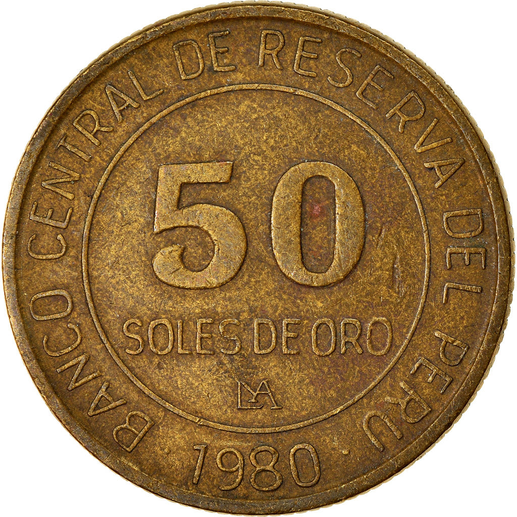 Munten, Peru, 50 Soles, 1980, Lima, ZF, Aluminum-Bronze, KM:273