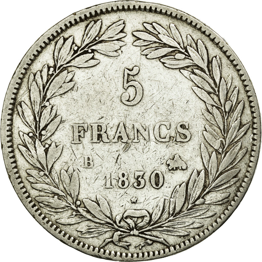 Coin, France, Louis-Philippe, 5 Francs, 1830, Rouen, VF(30-35), Silver