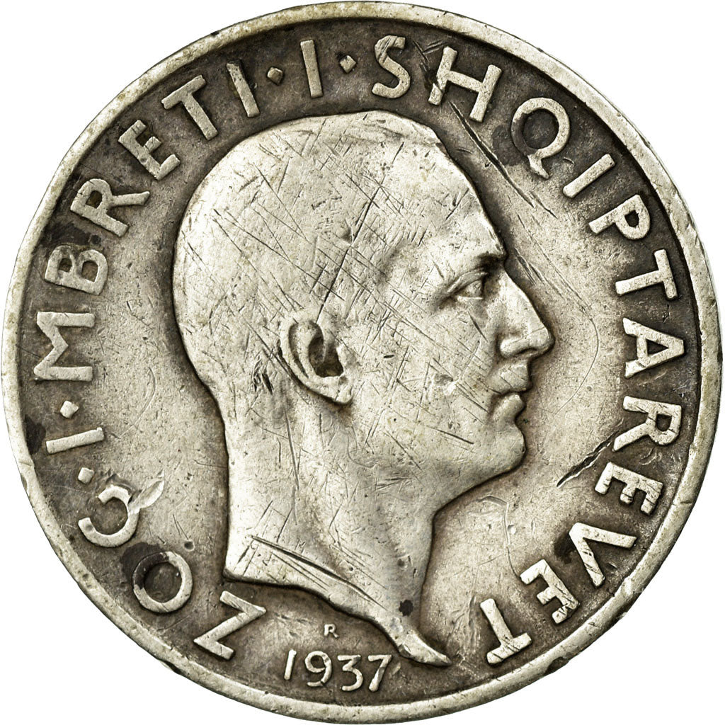 Albania, Zog I, Frang Ar, 1937, Rome, Plata, MBC+