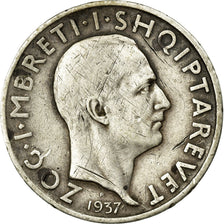 Albania, Zog I, Frang Ar, 1937, Rome, Plata, MBC+