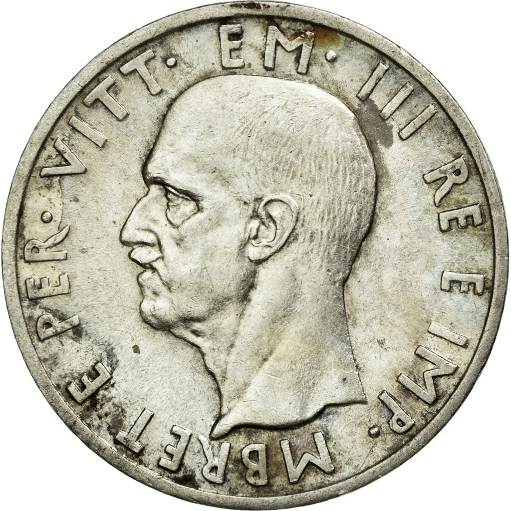 Münze, Albania, 5 Lek, 1939, Rome, SS+, Silber, KM:33